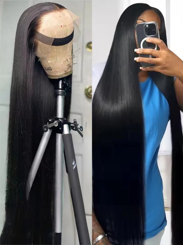 

Прямой парик Bone Straight 13x4 HD Lace Frontal для чернокожих женщин, 40 дюймов, без клея, с невидимым шнурком, из натуральных волос, парик 13x6 Full Lace, 250% плотность