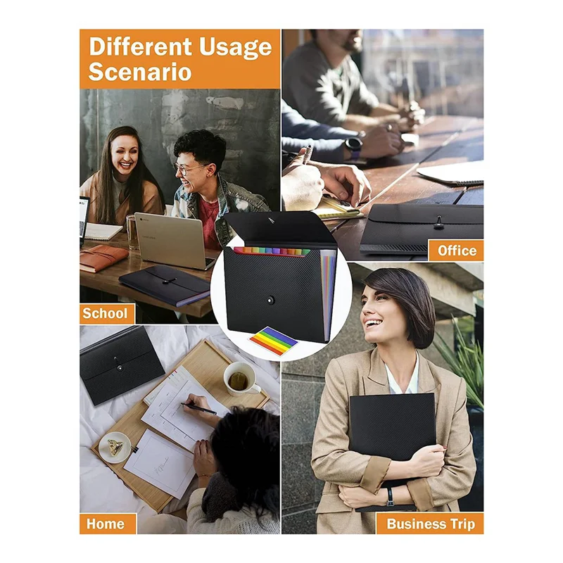 EDT-3X 파일 정리함 확장 파일 폴더, 13개 포켓, 교실, 가정용 A4 문자 크기 종이 문서 영수증 폴더