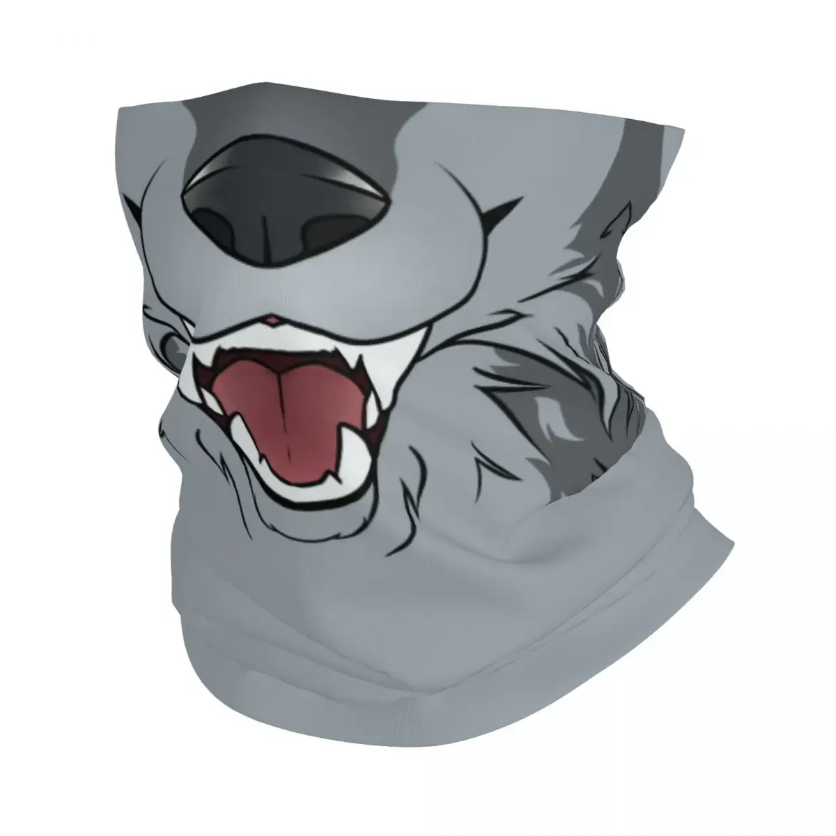 Grey Wolf Maw Bandana Winter Neck Warmer Women Windproof Wrap Face Scarf for Hiking Animal Gaiter Headband