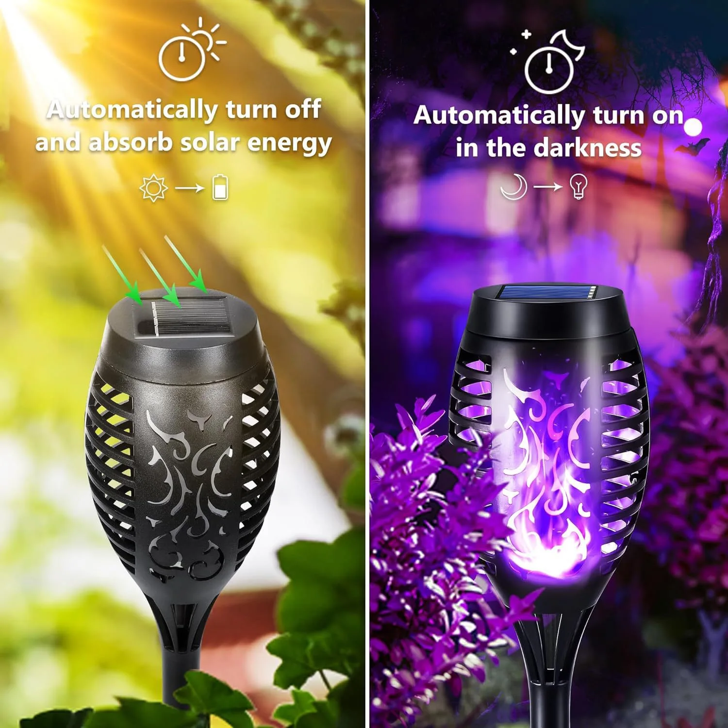 Purple Flame Lamp Solar Torch Lamp Outdoor Waterproof Lawn Ground Inserted Landscape Garden Path Lawn Light Solar Power Light