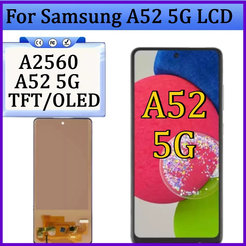 

Новый TFT/OLED дисплей для Samsung A52 5G, сенсорный экран с рамкой для Galaxy A52 5G LCD