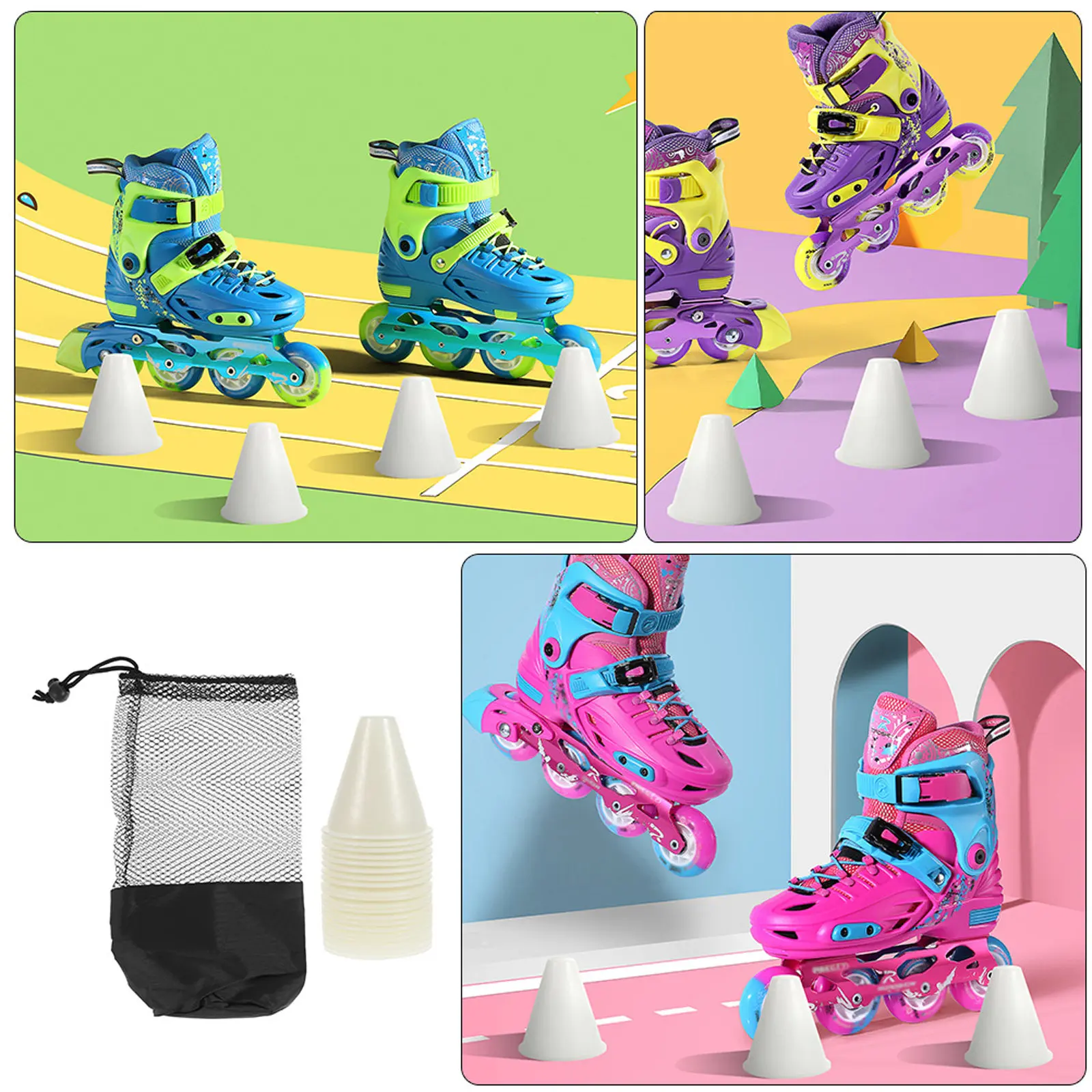 1Set Sports Training Cones Roller-Skating Hollow Windproof Marker Agility Outdoor Traffic Plastic Cone Sports Cones