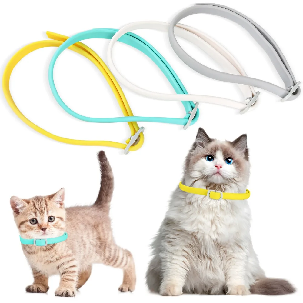 4pcs for Cats Dogs Adjustable Size Collar for Cats Dogs Collar Reduces Anxiety Stress Cat Collar Yellow，White，Gray，Blue