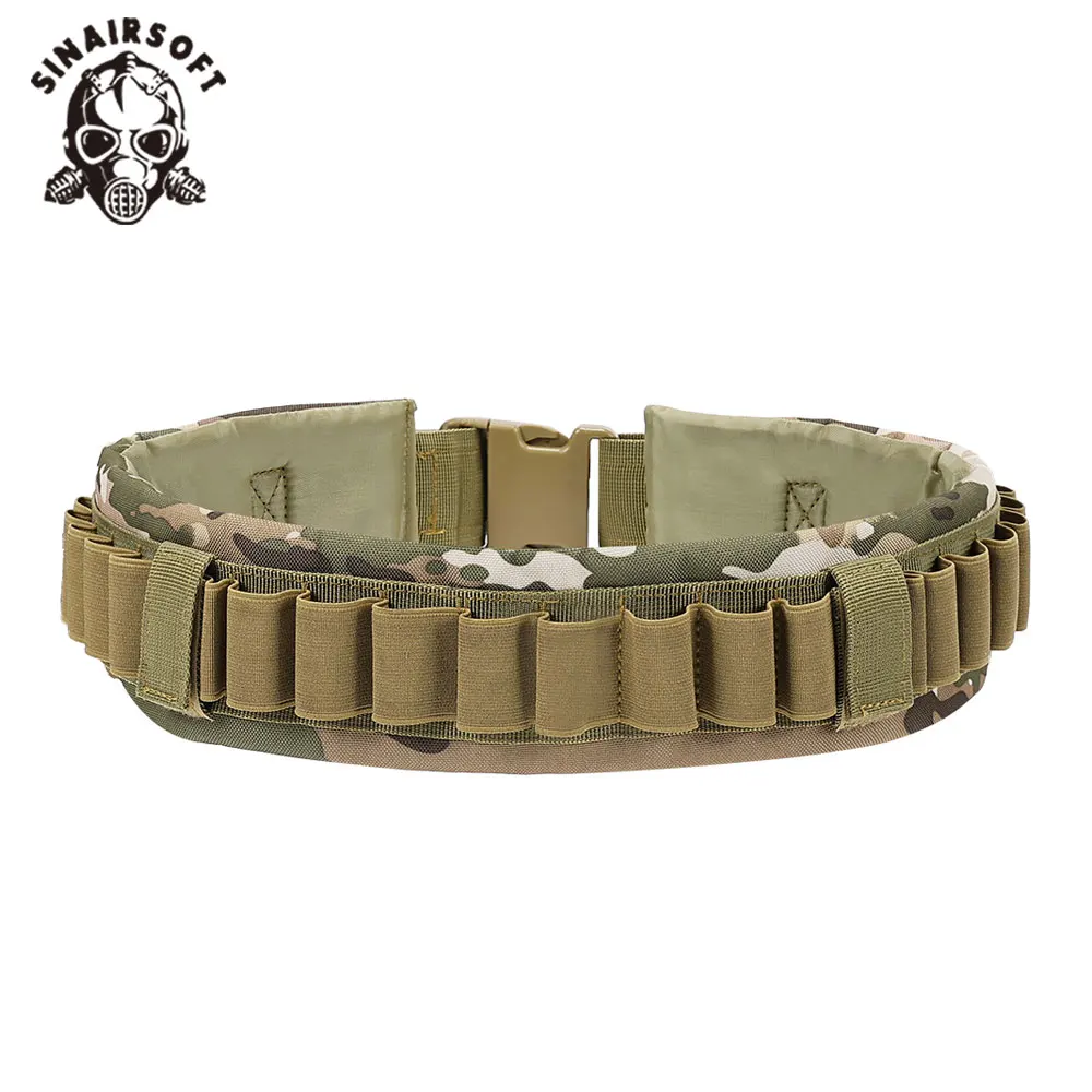 

SINAIRSOFT Tactical 25 Rounds Shotgun Shell Bandolier Belt Large Capacity Black Strap Adjustable Hook & Loop