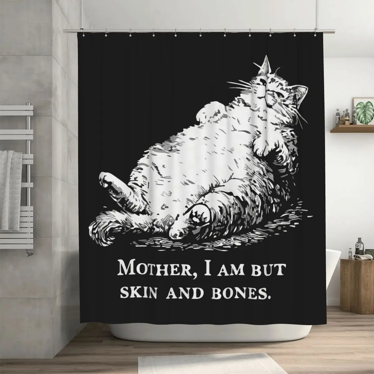 Cat Mother I Am But Skin And Bones Shower Curtain Bathroom Polyester Waterproof Bath Curtains with Hooks