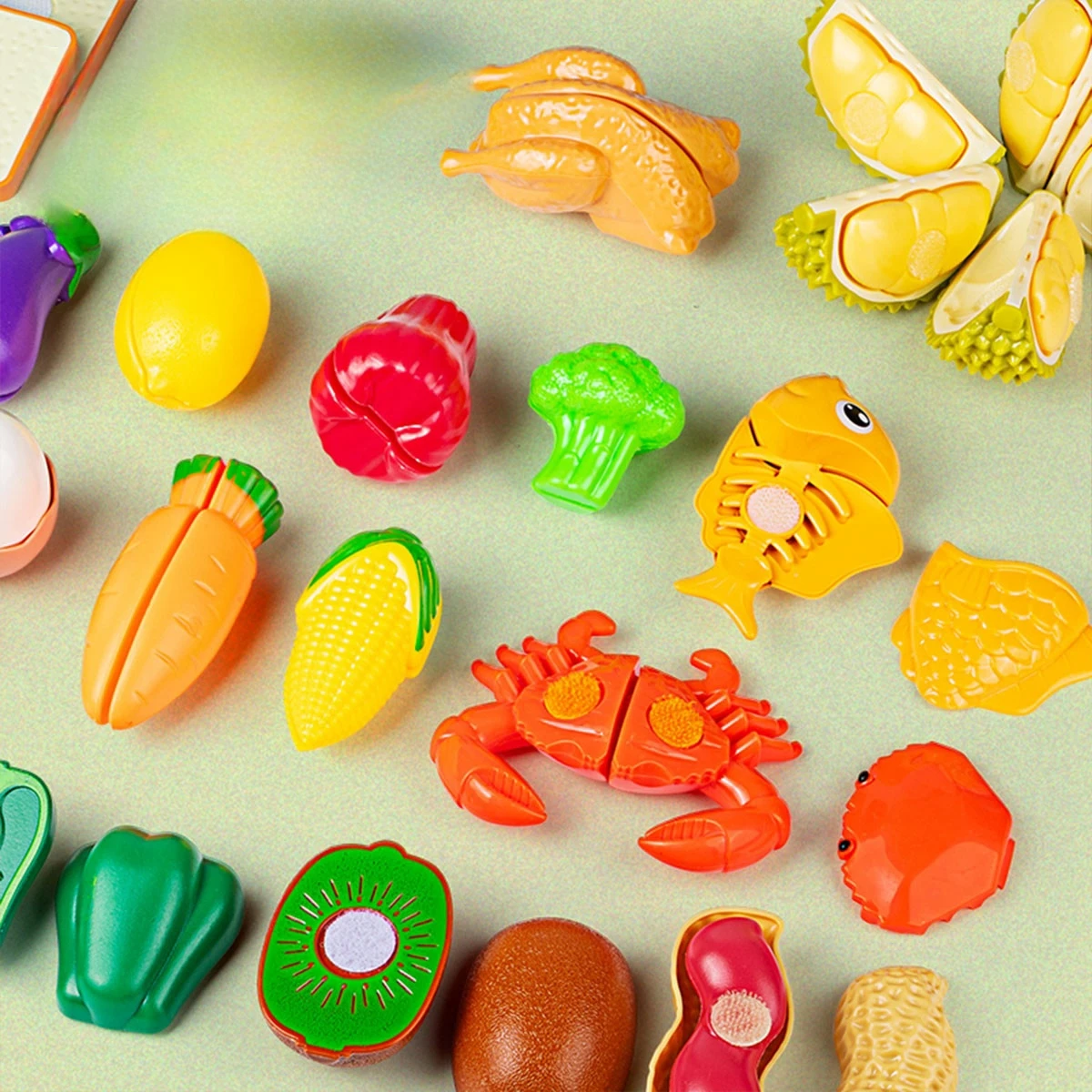 25-32pcs 어린이 시뮬레이션 장난감 두리안 애플 과일 컷 과일 소녀 장난감 척 놀이 주방 게임 파티 애플 상자 소녀 게임