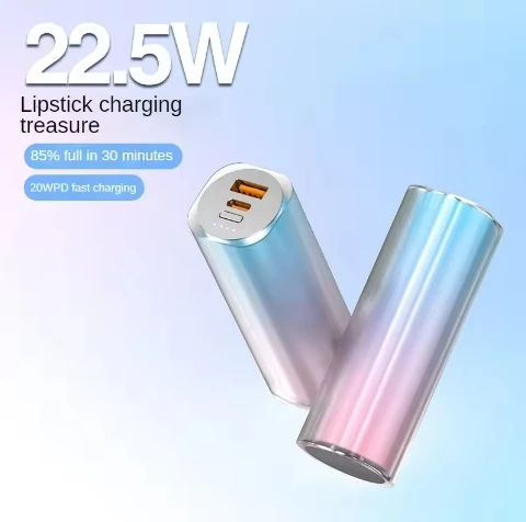 Mini 22.5W Flash Charging Lipstick Power Bank 10000mah Portable Power Supply Two-way Fast Charging Mobile Power Supply