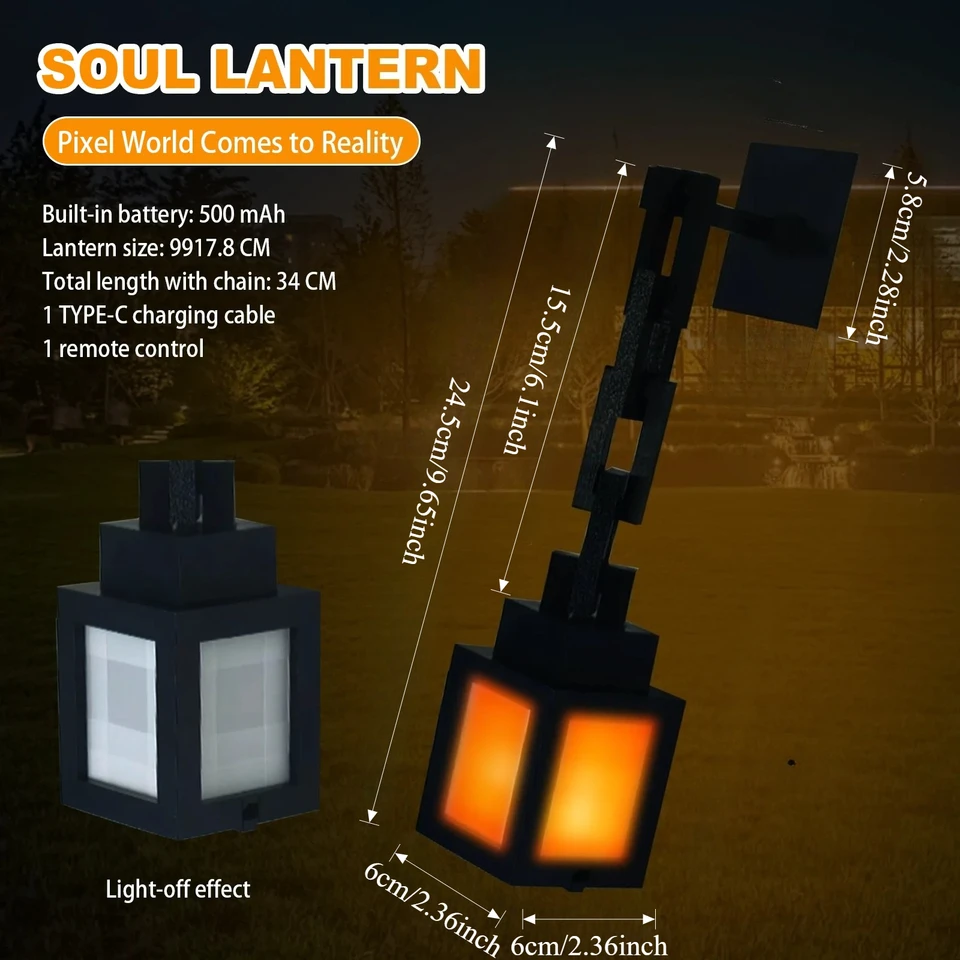 2026 Pixel Style Night Light Portable Lantern Tabletop Ornament 16 Colors RGB Remote DIY Interior Decoration Atmosphere Light, image 5