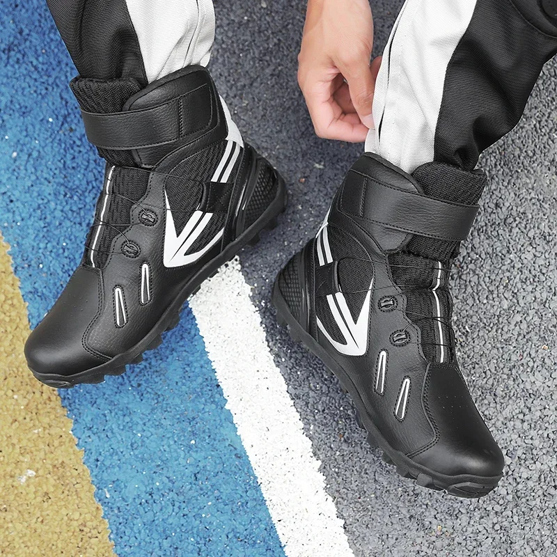 Outdoor Motorcycle Ultra-fine New Fiber Leather Protective Boots Riding Men\'s and Women\'s Anti-slip Waterproof Rain Boots
