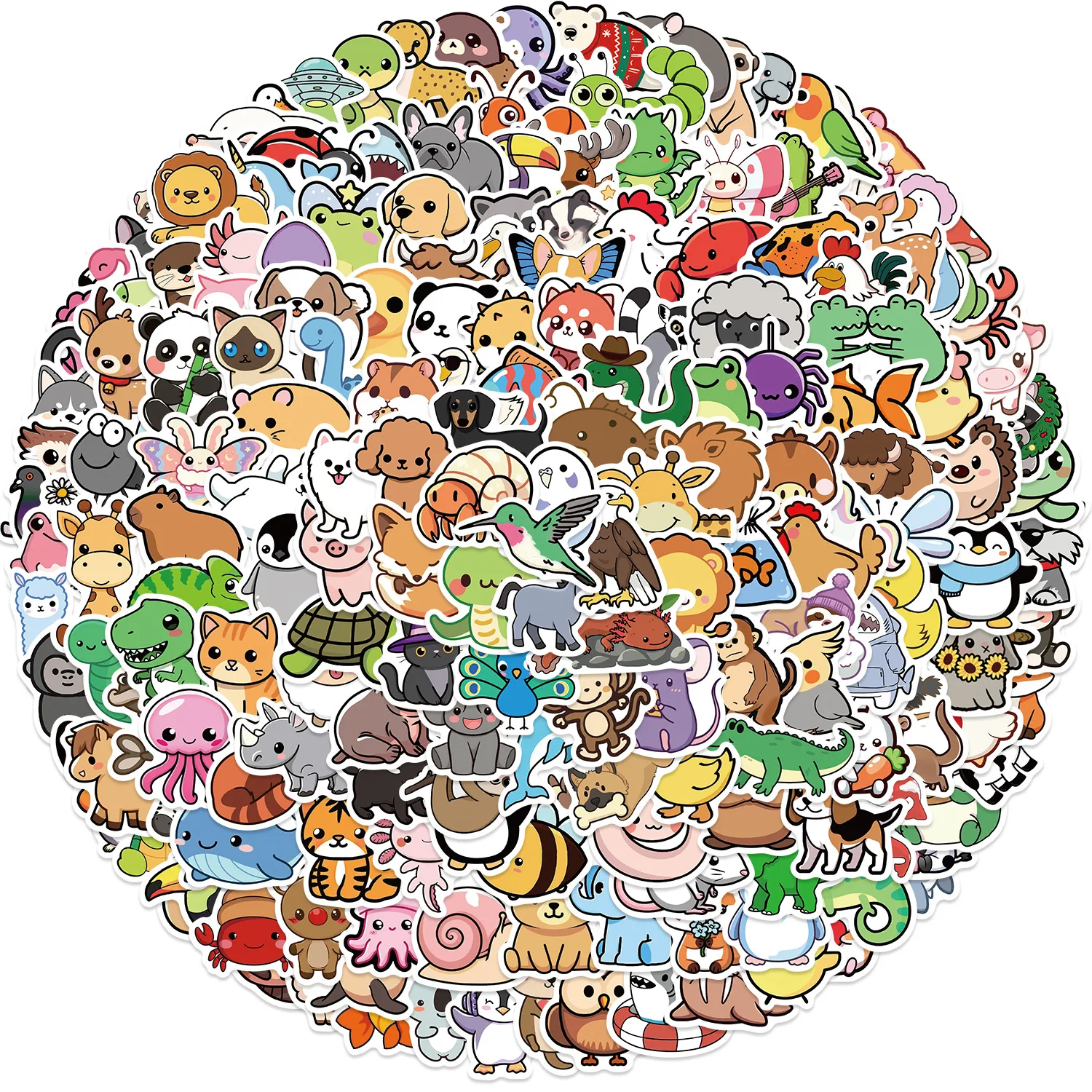 100/200PCS Cute Mixed Animals Cartoon Graffiti Stickers DIY Phone Guitar Laptop Notebook Suitcase Cup Waterproof Sticker Kid Toy