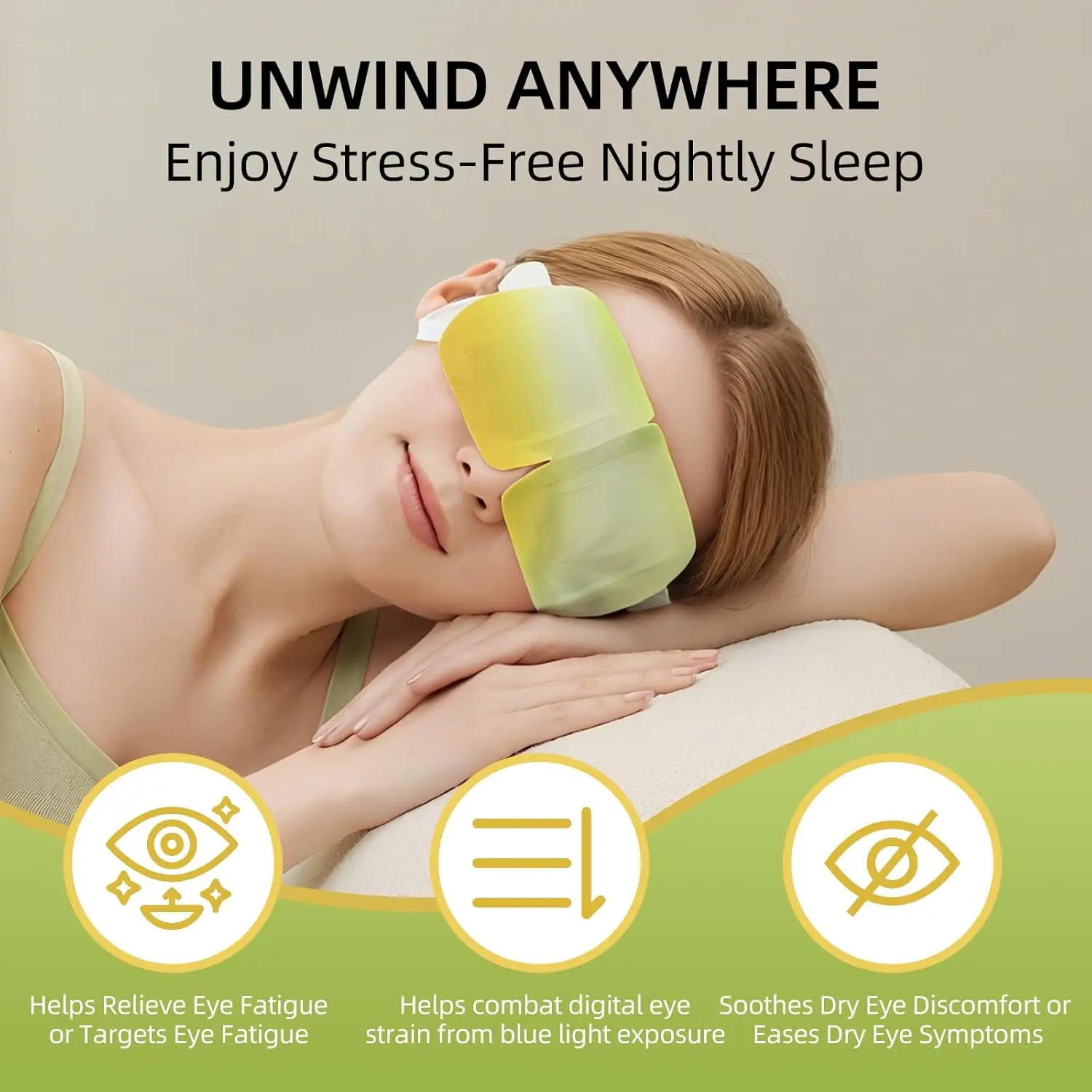 

Самонагревающаяся паровая маска для глаз с лютеином, 10 штук - подходит для сухих глаз, темных кругов и отеков, горячий компресс.