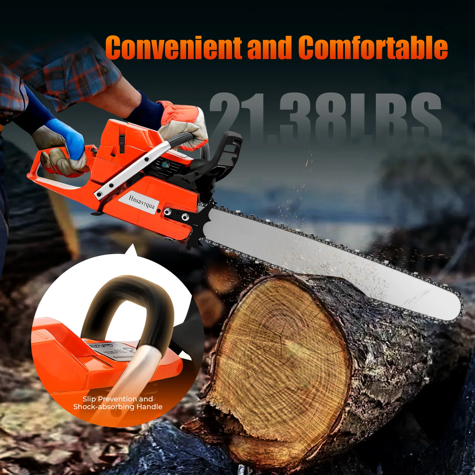 

3.9KW 10000rpm Handheld Cordless Petrol Chain Saw, 28" Gas Powered Chainsaw, 71cc Gasoline Chainsaw Power Head