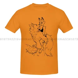 Furry Fandoms T-shirt Wolf And Fox Don't Worry Oversize O-neck Tshirts Men Vintage Funny Cotton Top y2k Man Short Sleeve T shirt