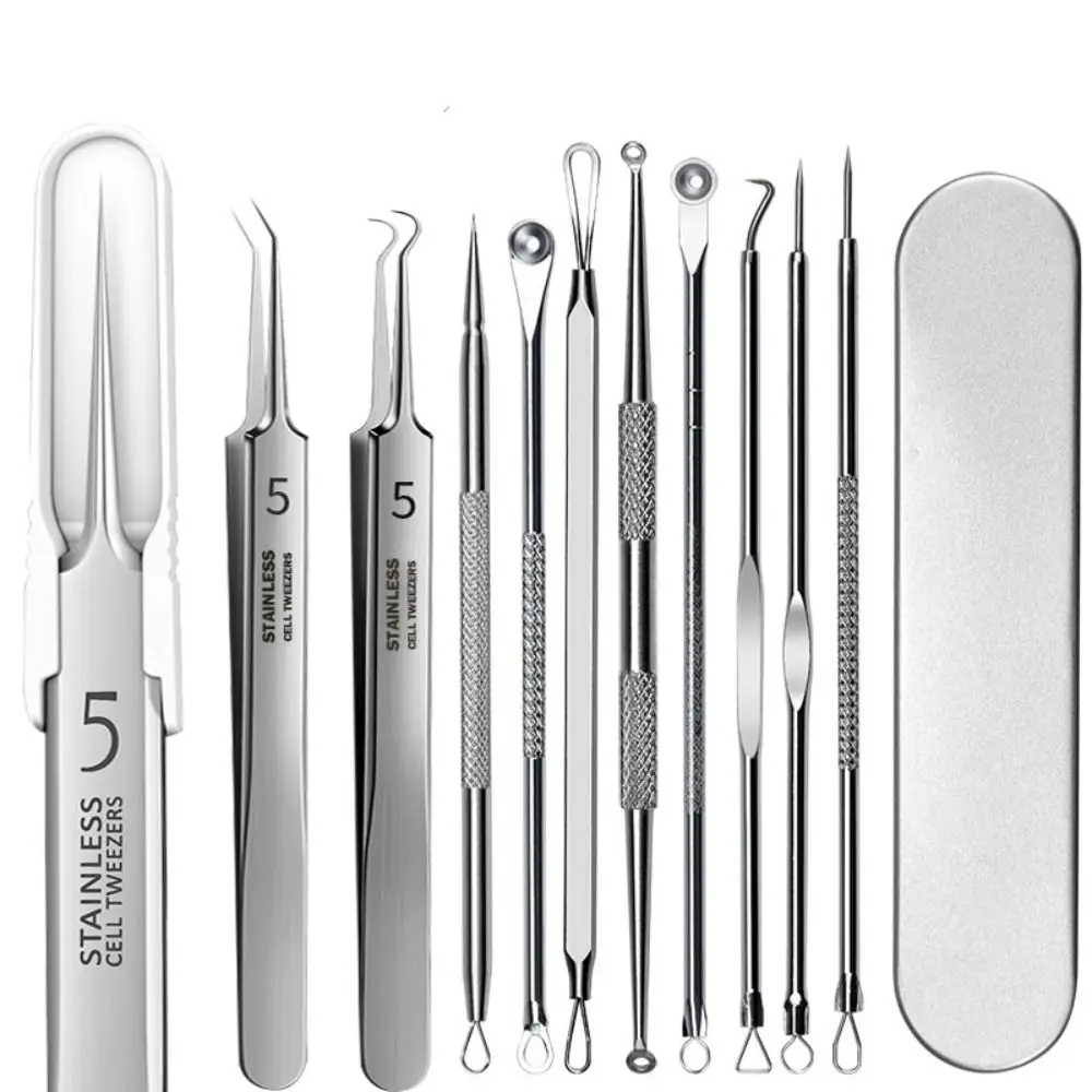 8 stks/set Artefact Schrapen & Sluiten Schoonheidssalon Gezichtsverzorging Acne Naald Puistje Remover Mobiele Clip Mee-eter Pincet