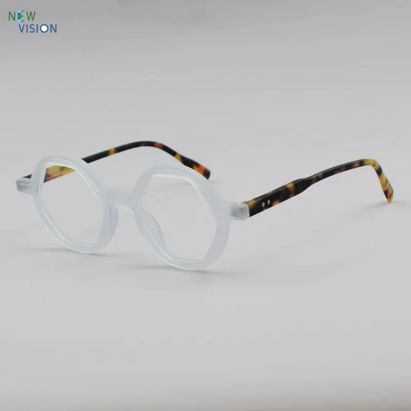 

2025 New Fashion Women Color Blocked Acetate Eyeglass Frame High-end Circular Optical Glasses Men Support Prescription Lenses