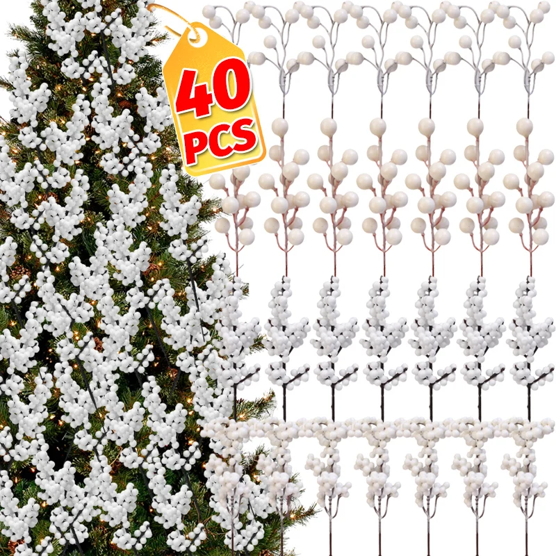 4/20PCS Christmas Berries Branches Artificial Berry Fake Flower DIY Wreath Xmas Tree Ornament Wedding Home Party Decoration