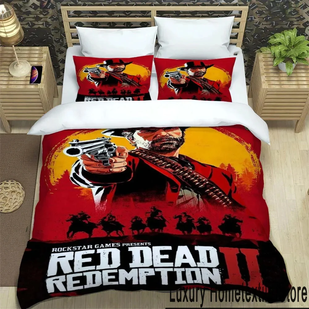 3D Print Game Red Dead Redemption Series Bedding Set Double Twin King Duvet Cover Comforter Pillowcase Boys Girls Adults Bedroom