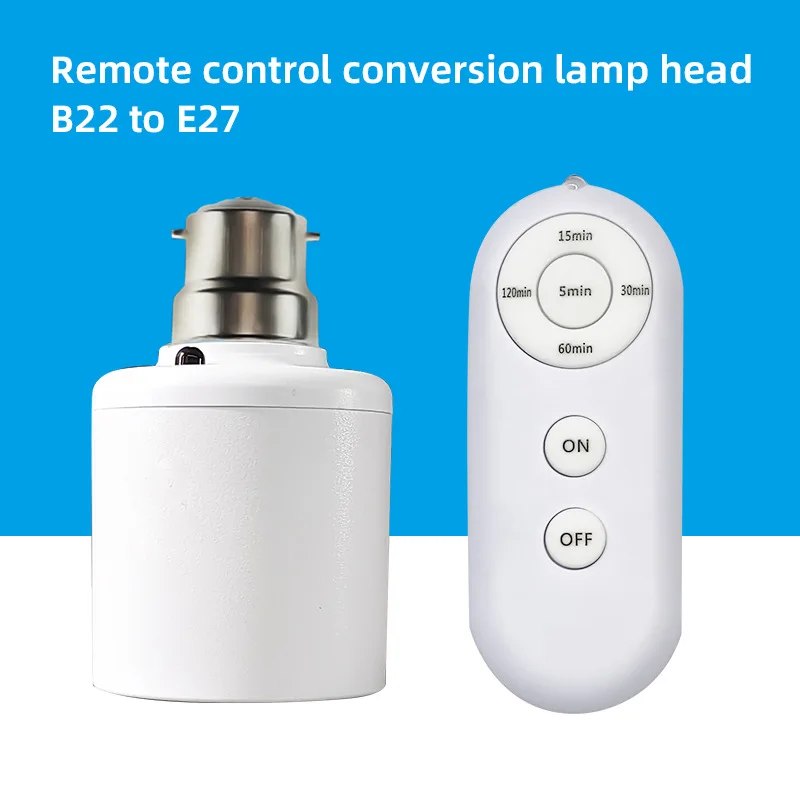 1/2/5pcs B22 to E27 Remote Control Light Bulb Base Holder Socket Smart Timer Switch Wireless 8m Lamp Holder AC 110V 220V ON Off - view 2