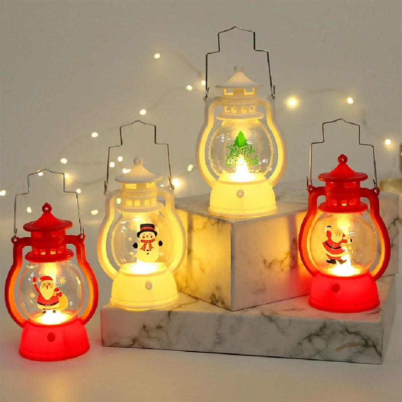 Fairy Lights Santa Claus Snowman Elk Lantern Light Christmas Vintage LED Lantern Home Christmas Tree Ornament Christmas Lamp