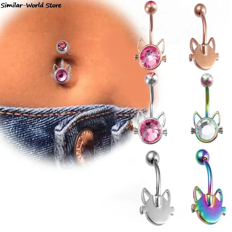 Rhinestone Cristal Umbigo Anel para Mulheres, Sexy Umbigo Anel, Aço Cirúrgico, Barbell Body Piercing, Acessório de Jóias