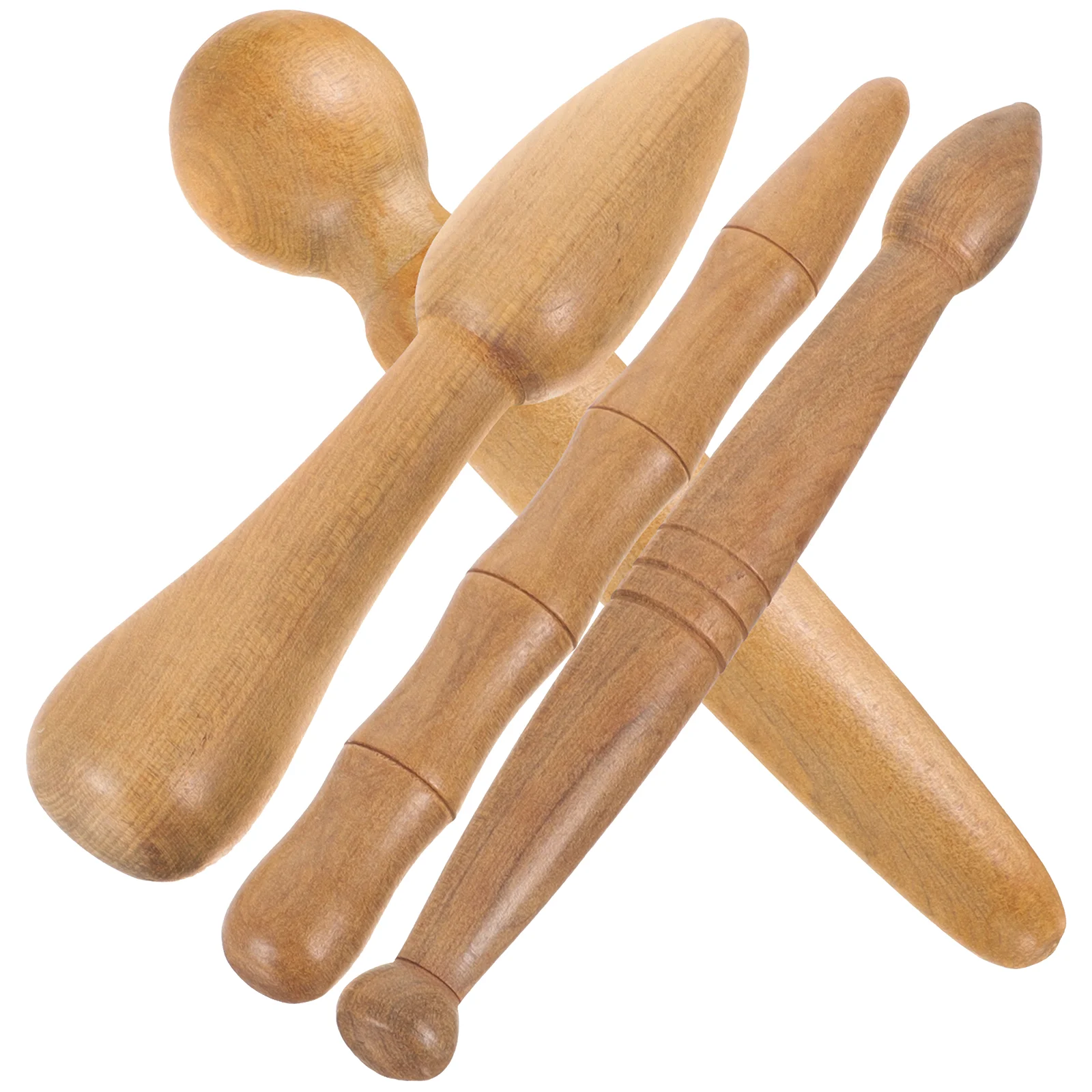 

4 Pcs Wooden Acupuncture Stick Massager Equipment Portable Acupressure Pen Foot
