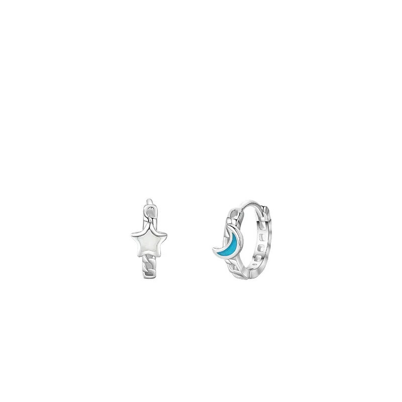 

Dawn's Jewel s925 Sterling Silver Star Moon enamel epoxy special-interest Design high sense earring ear clip female