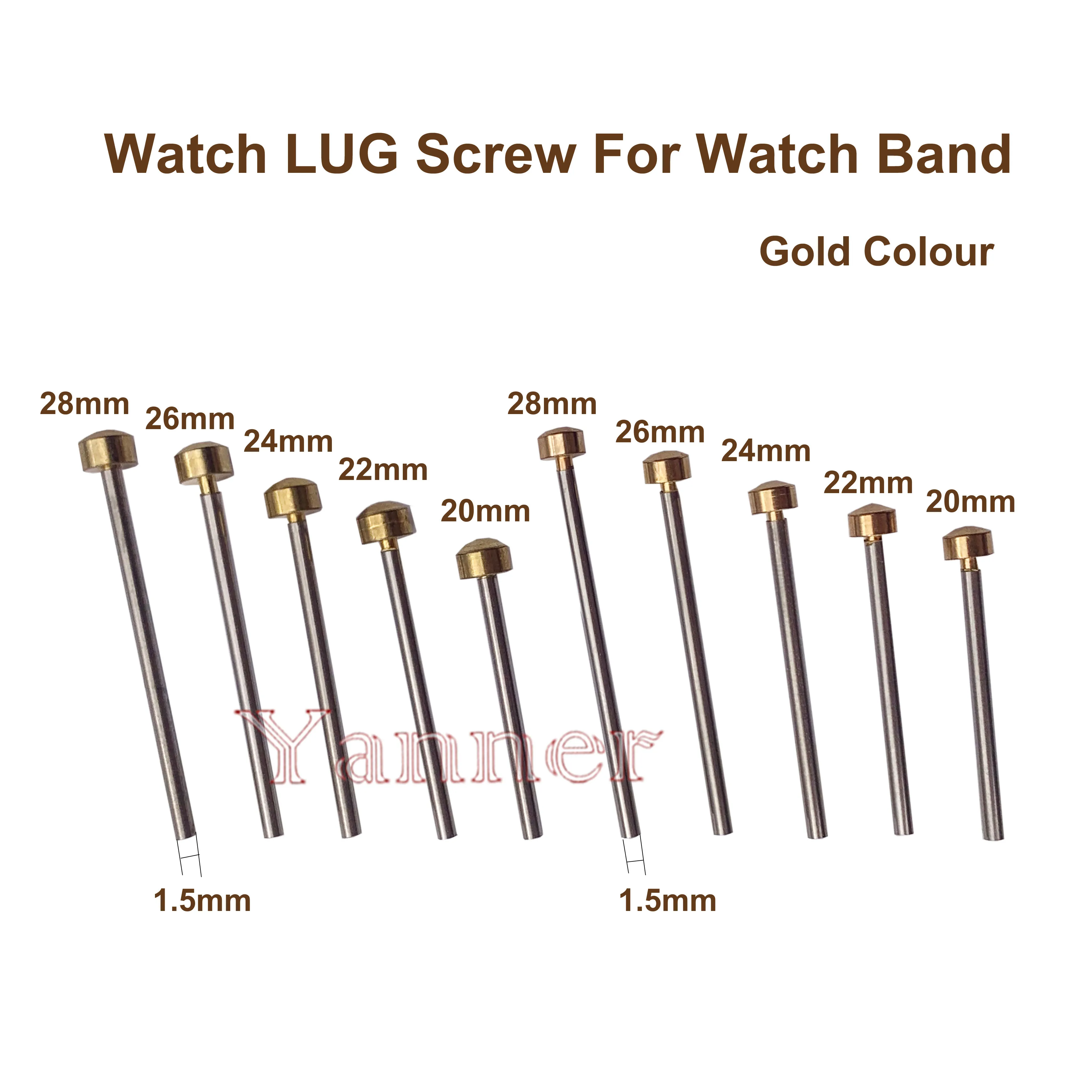 Black and  Gold colour Watch Band Screw Pins for Watchmaker Repair Parts Watch LUG Screw Set Big Size