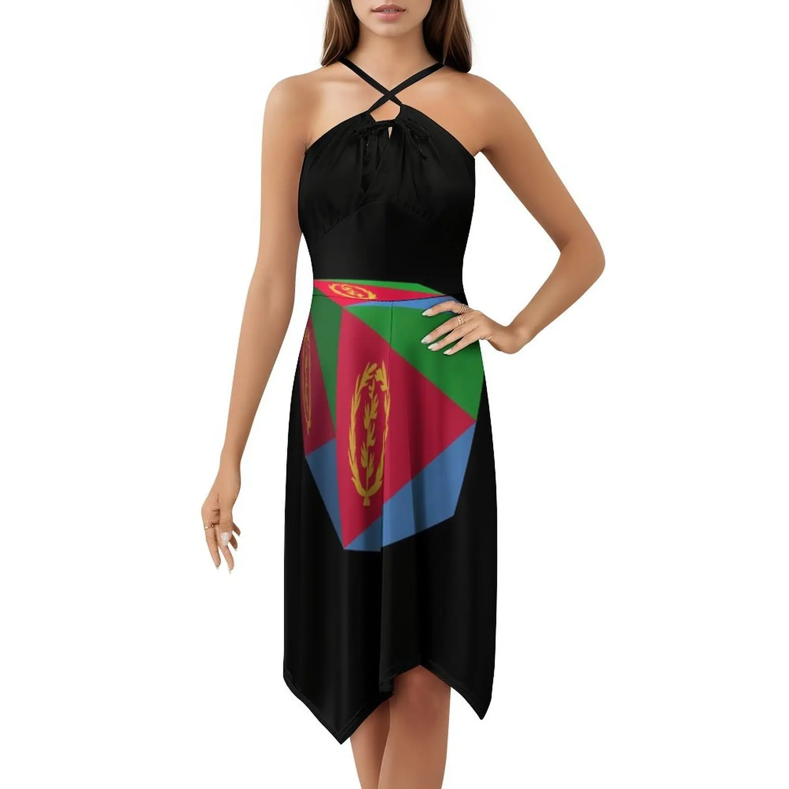 العلم الإريتري مكعب. فستان بوهيمي عتيق بأكمام منتفخة أو خيارات بدون أكمام للنساء صندوق فستان Country Cube Cubed Eritrea #5