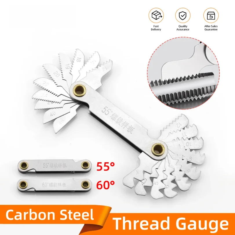 

55/60 Degree Thread Plug Gauge Metric Imperial Gear Tooth Screw Pitch Gauges Carbon Steel Measuring Tool Tap Thread Measurement
