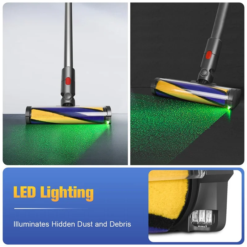 BAAM-LED Soft Roller Clean Head For Dyson V7 V8 V10 V11 Vacuum Attachments Illuminating  Dust And Debris For Hard Floor