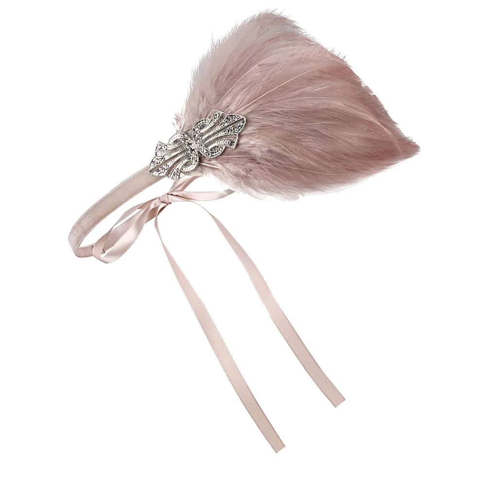 

Flapper Ostrich Headpiece Headband Fascinator Costume Accessories Wine Red Rhinestone Sequins Stretchable Comfortable