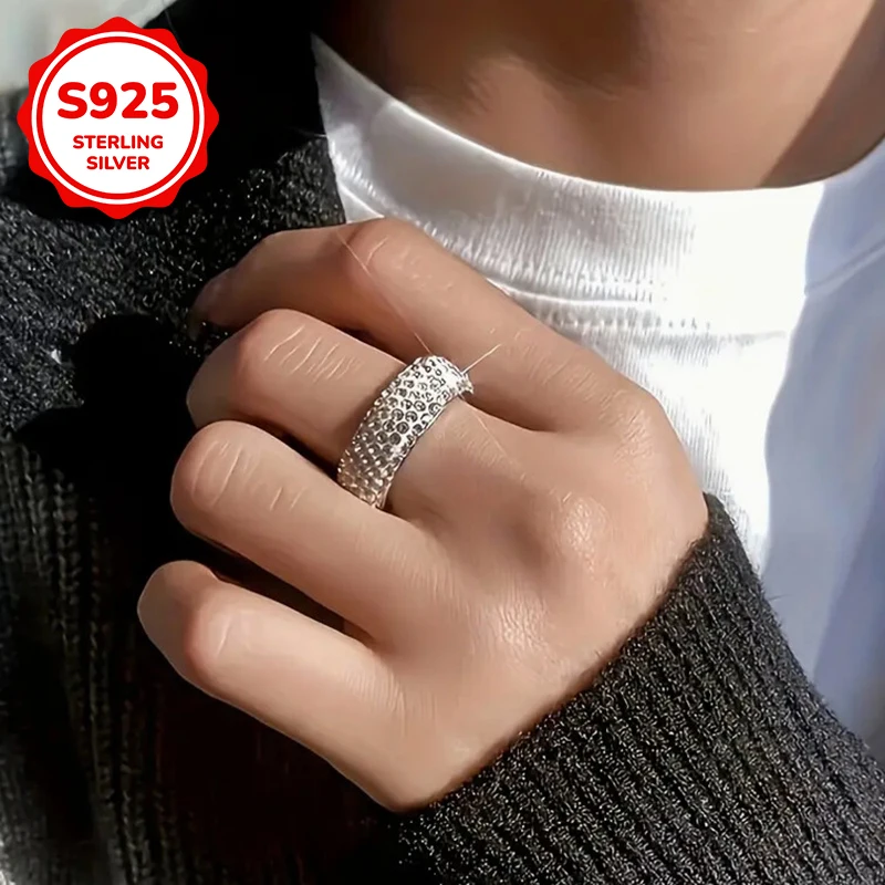 

A 925 sterling silver hip-hop men's ring studded with synthetic zircon stars is a perfect gift for men