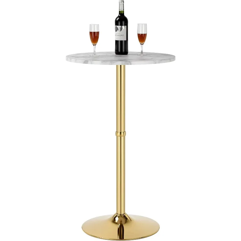 24'' Round Cocktail Bar Table with Metal Base, Tall Bistro Pub Table, Counter Bar Height Table for Kitchen, Dining Room