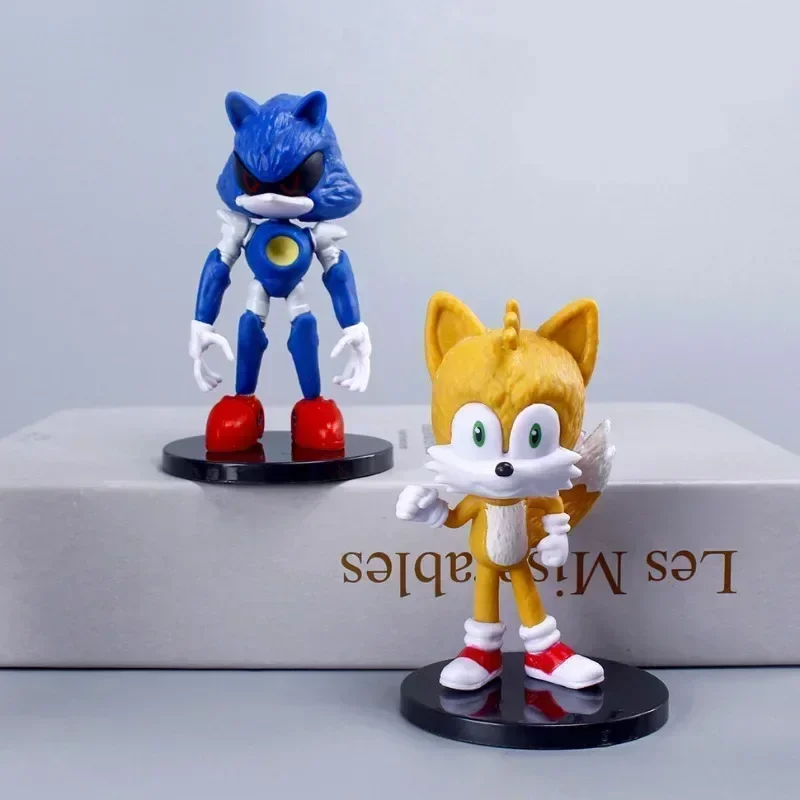 Sonics Anime Cartoon PVC Character Scale Figurine Toy Shadow Tail Figure Model Dolls Children Animal Toy Birthday Gift