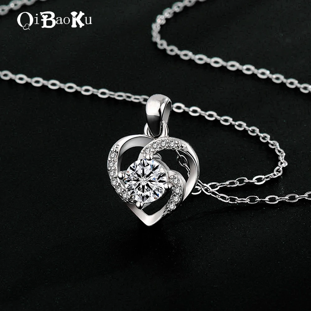 

New Fashion Heart Pendant Necklace Eternal Heart Colored Gemstone Silver Romantic Women's Necklace Jewelry Anniversary Gift 925