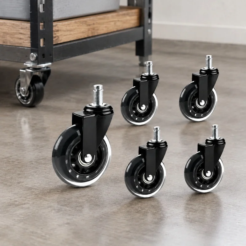 Pack of 5 Heavy-Duty Replacement Office Chair Casters Suitable for Hardwood, Tile, and Carpet Flooring