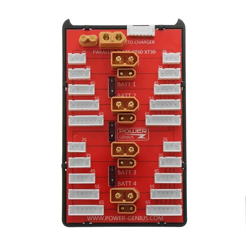 Power-Genius 2 IN 1 PG Parallel Charging Board XT30 XT60 Plug Supports 4 Packs 2-6S Lipo Battery For RC Models Spare Part