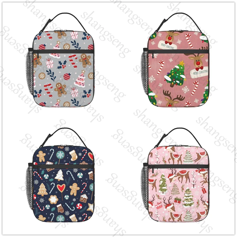 

Merry Christmas Insulated Thermal Bag Lunch bag Foods Drink Storage Leakproof Picnic Camping Bags Outdoor Box beach