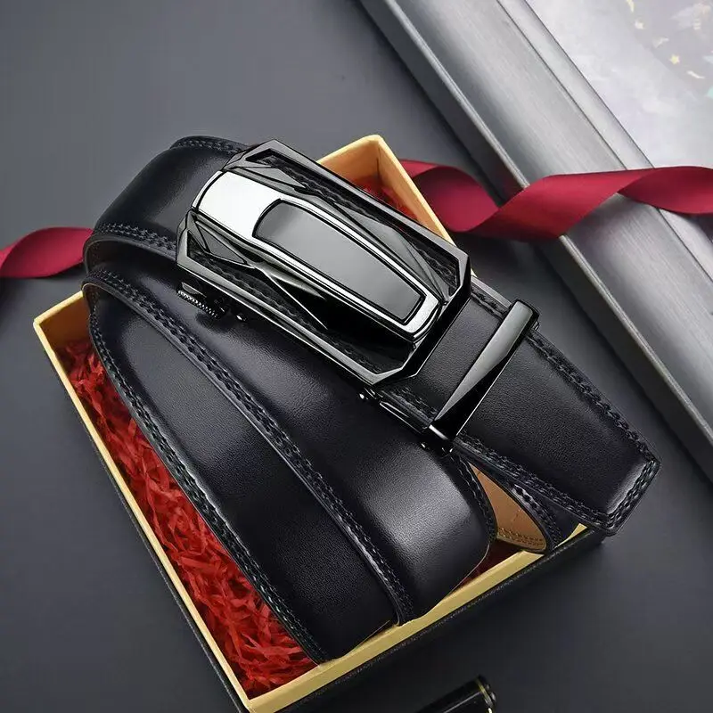 Echtes Leder, modischer Luxus-Herrengürtel, automatische Schnalle aus Legierung, Business-Gürtel für Herren, Jeans, dekorativer Gürtel für Männer – Detail 3
