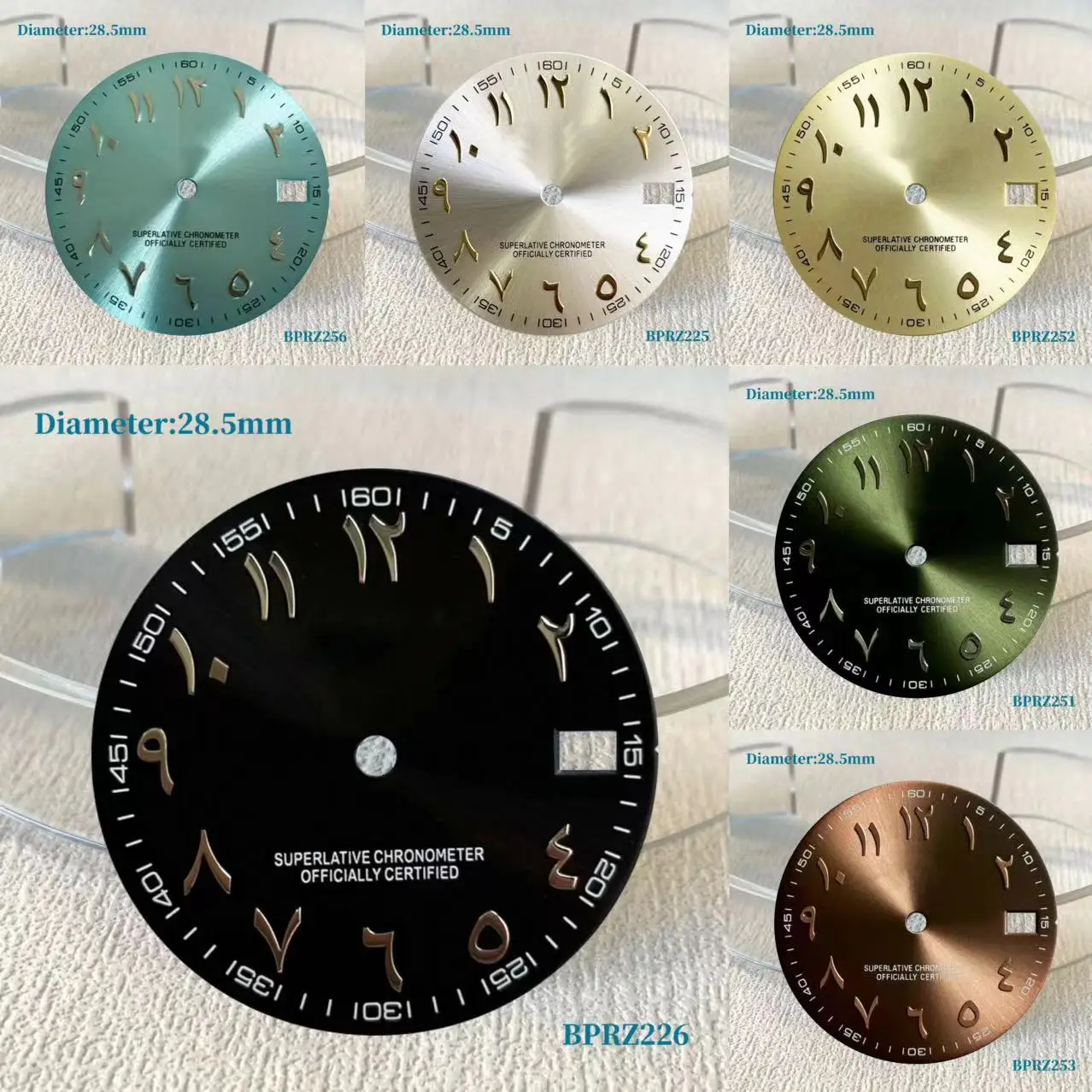 28.5mm Arabic Numeral Green Silver Black Blue s nh dial 35 Automatic Movement No Luminous Arabic s logo Dial 35 Automatic