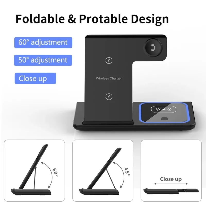 Image 6: Station de charge sans fil 3-en-1 à charge rapide pour iPhone 17 16 15 14 13 12 11 Pro Max, Apple Watch et AirPods