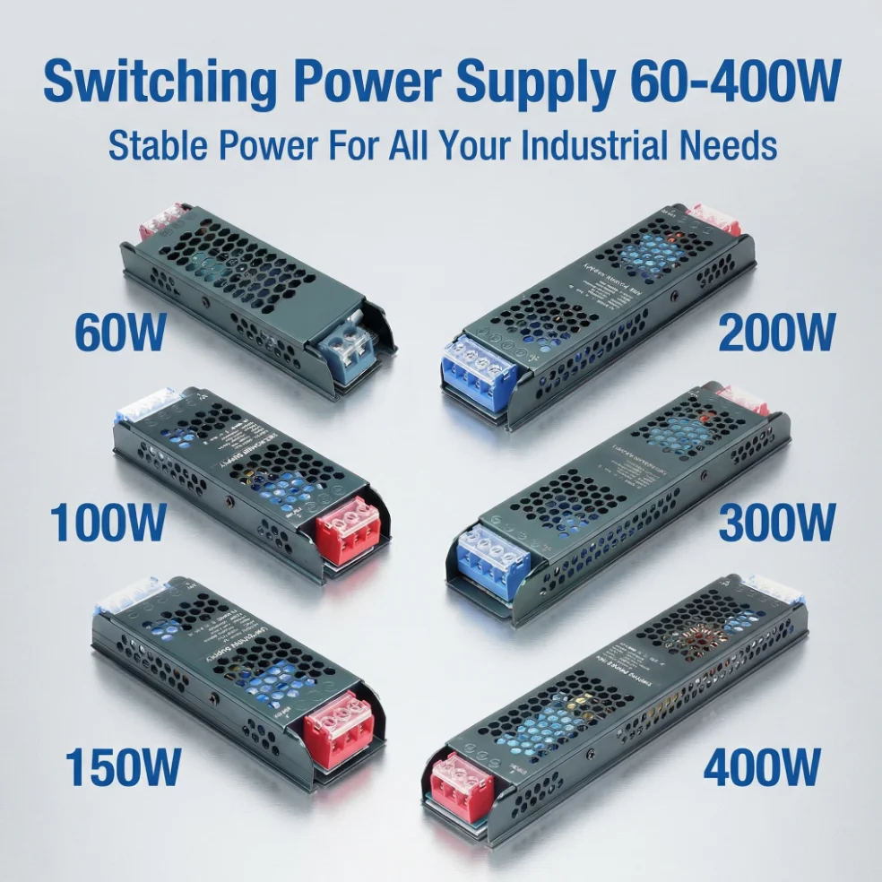 

Блок питания/драйвер для светодиодов AC 200–240В в DC 2В/24В, бесшумный трансформатор-адаптер 60Вт 100Вт 200Вт 300Вт 400Вт для светодиодных лент и освещения