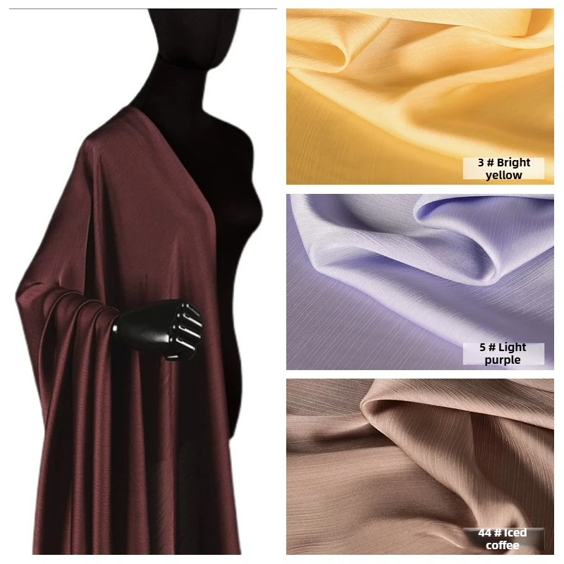 

Crepe Chiffon Fabric Glossy Satin By The Meter for Clothing Dress Shirt Wedding Diy Sewing Cloth Plain Summer Thin White Blue