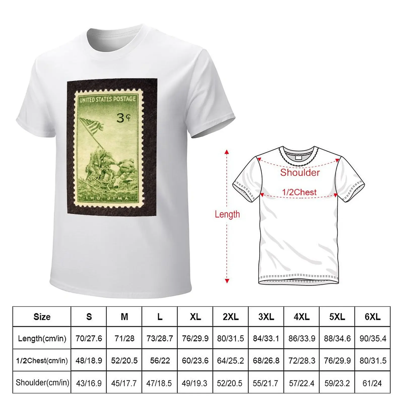 1945 3c Iwo Jima Postage Stamp T-Shirt oversized anime clothes men clothes