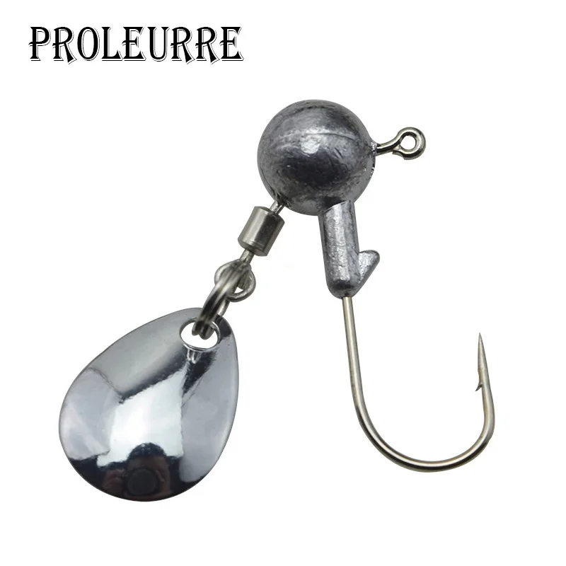 

Proleurre 5PCS/Lot Fishing Round Shape Ball Jig Head Hook 2g 4g High Carbon Steel Hooks Jighead Weight with Rotation Ring Spoons