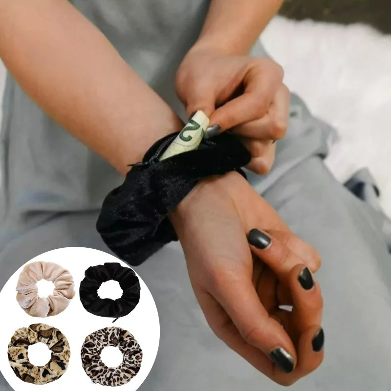 Bracelet Coin Purse Carrying Small Items During Travel Outdoor Activities Runn Sport Zipper Elastic Can Also Used Hair Accessory