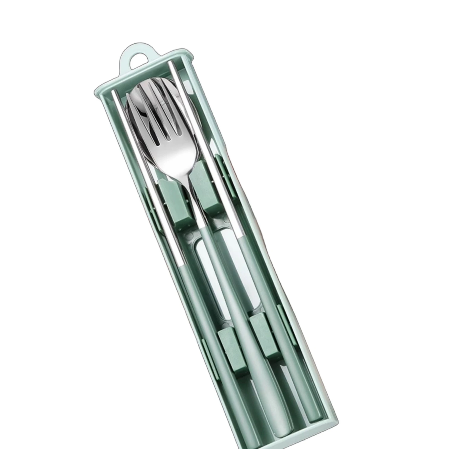 LFGB Certification 304 Stainless Steel Portable Bento Cutlery with Rattle-free Case Chopsticks Spoon Fork Picnic Flatware Set