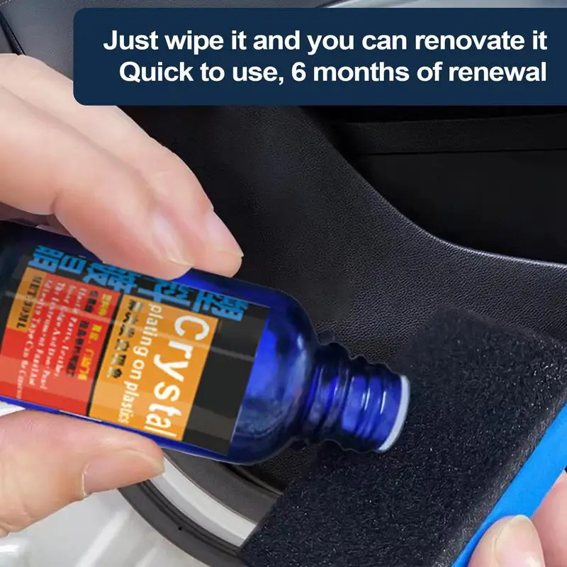 Interior Restores For Cars 30ml Auto Trim Restorer With Sponge Multi-functional Automotive Care Solution Interior Parts