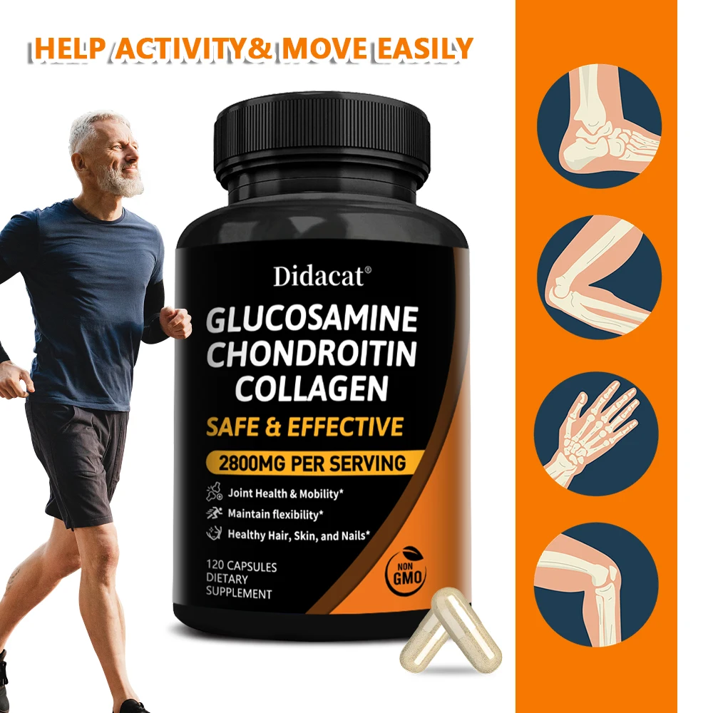 Glucosamine Chondroitin Collagen MSM Capsules - Adult Joint Support Supplement, Triple Strength - Relieve Joint Discomfort