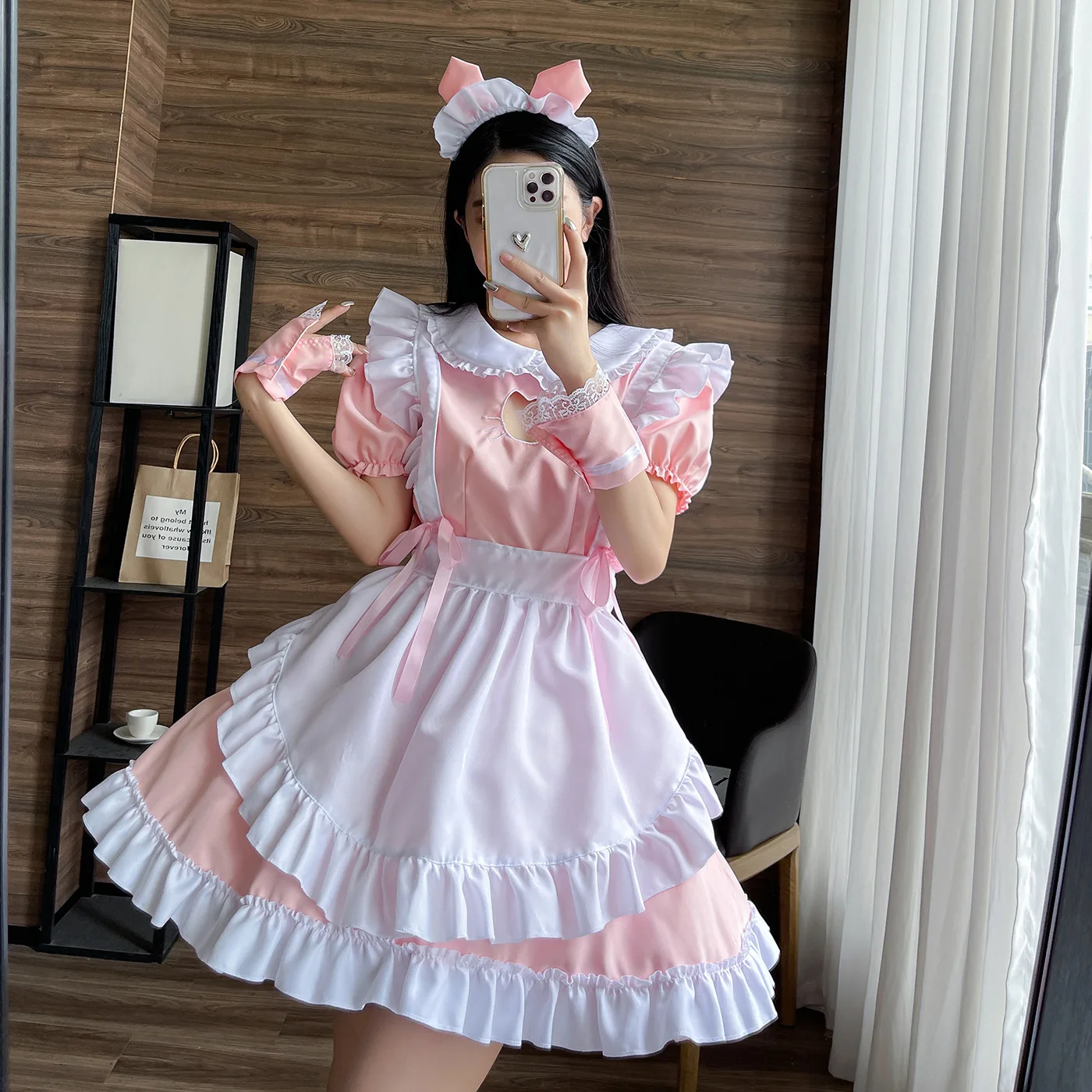 

Pink Cat Maid Cosplay Costume Anime Lolita Comic-Con Outfit Cartoon Wear Carnival Party Dress Festival Men Dressed As Women